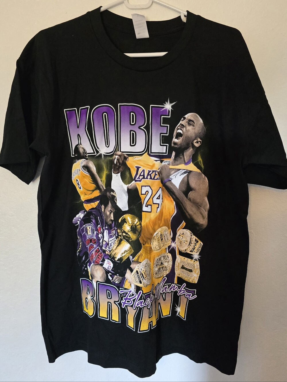 Kobe Bryant Tribute T-Shirt (Large) Retro 90s-Style Vintage Black Graphic Tee